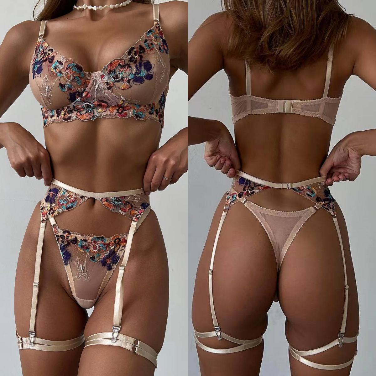 Luxury Skincare Gift Set - Krasapt luxo bordado lingerie transparente 4