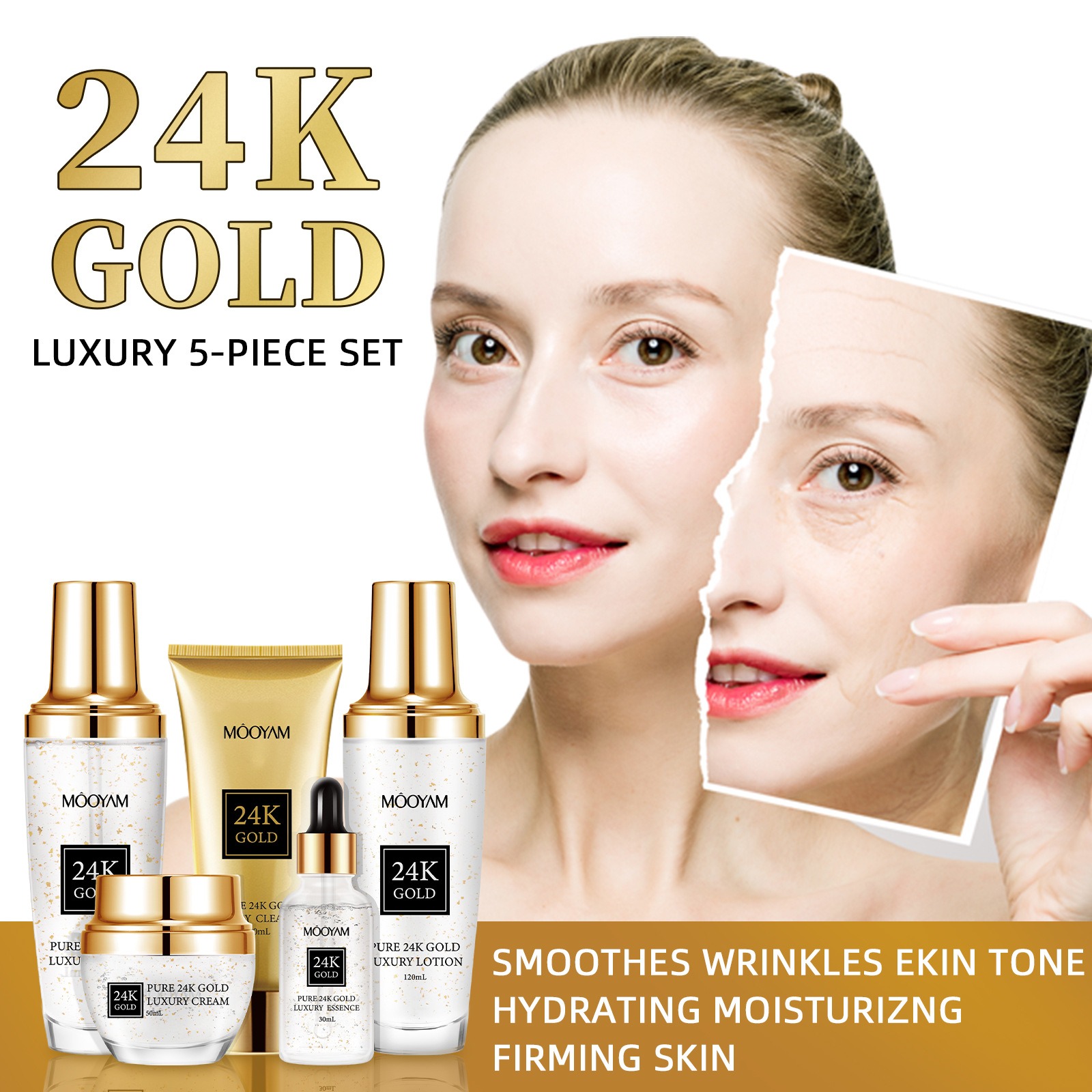 24k ouro luxo hidratante anti- - Luxury Skincare Set avaliação e preço